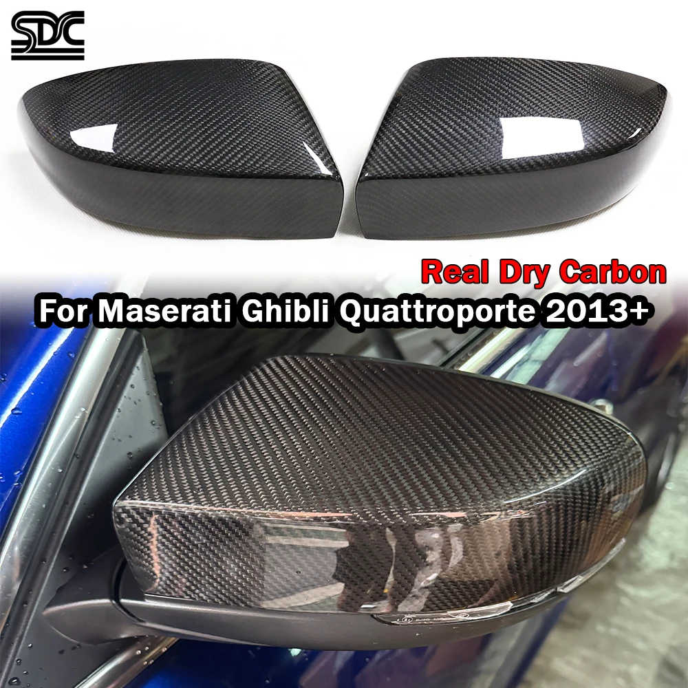 

Real Dry Carbon Fiber Mirrorcaps Replacement For Maserati Ghibli Quattroporte 2013+ 2024 Outside Rearview Mirror Covers