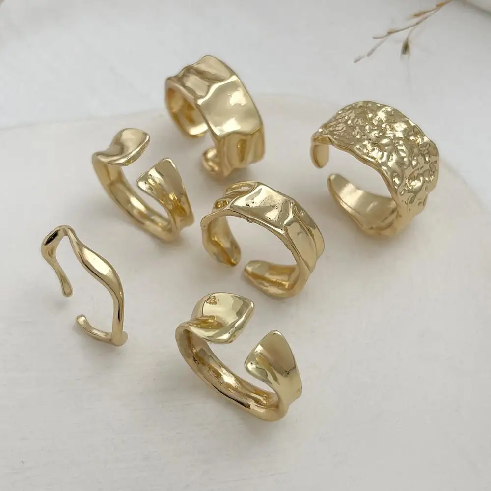 6Pcs/Set Vintage Sun Starfish Open Rings for Women Men Punk Irregular Pleated Pearl Ring Summer Holiday Personalized Jewelry image 5