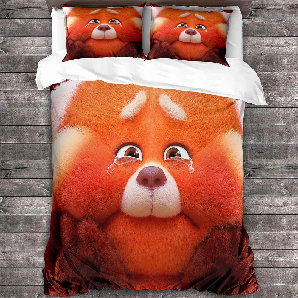 

Disney Movie Turning Red Cartoon Luxury Bedding Sets Children Bedroom Comforter Cover Double Quilt Cover Pillowcase 3-Piece Gift