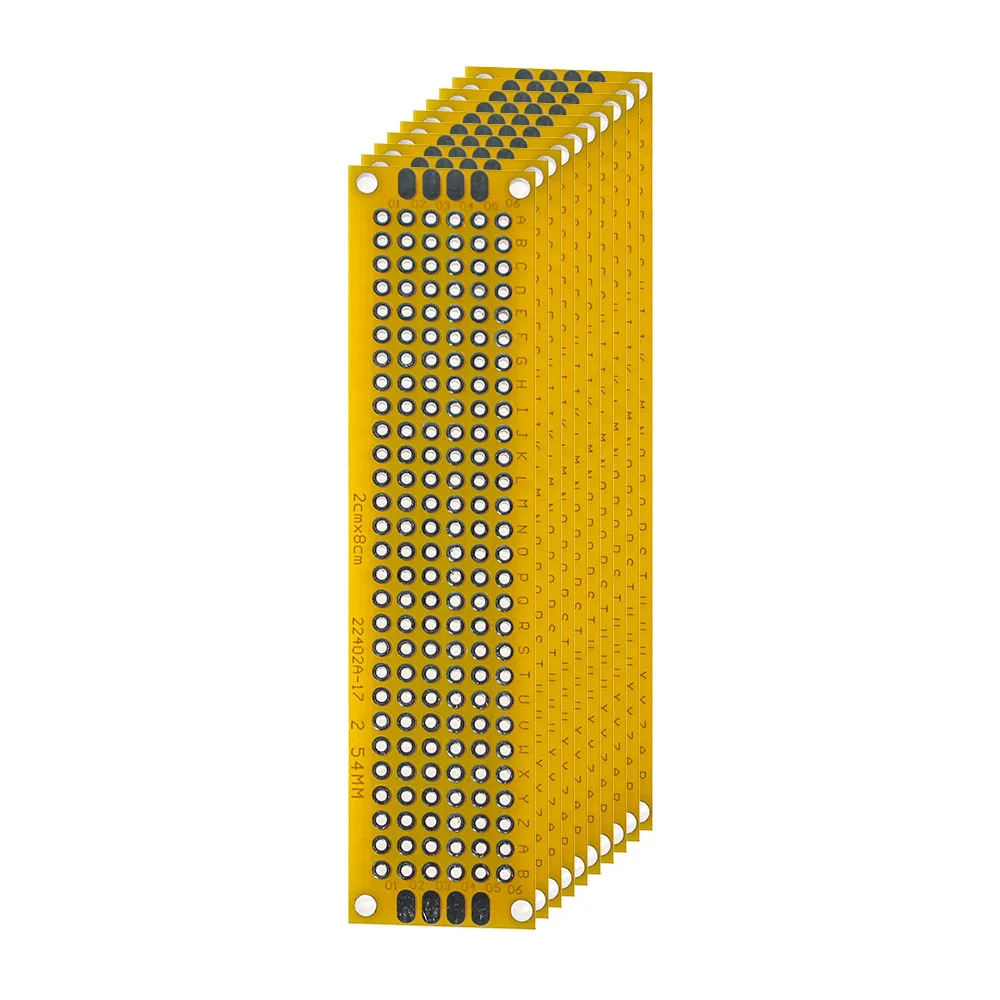 10PCS PCB Board Yellow Double-sided Board 2*8CM DIY PCB Universal Circuit Boards