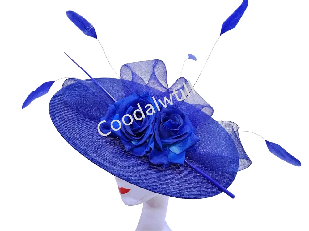 Big Derby Fascinator Headpiece Women Elegant Large Kentucky Millinery Ladies Party Event Millinery Cap Flower Feather Chapeau