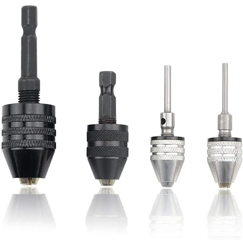 ABLJ 4PCS Drill Chuck Quick Change Adapter Mini 3-Jaw Drill Chuck Screwdriver Adapter Electric Drill Conversion Chuck Set