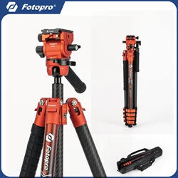 Fotopro X-Airfly Video Carbon Fiber Tripod 164CM Portable Travel Tripod for Camera with Ball Head Fluid Head Flip Lock