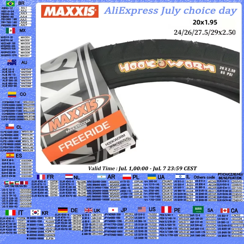MAXXIS HOOKWORM-neumático de asalto Rrban Original para bicicletas de carga, pedicabs, plano/pARK/STREET/VERT, neumáticos de bicicleta BMX