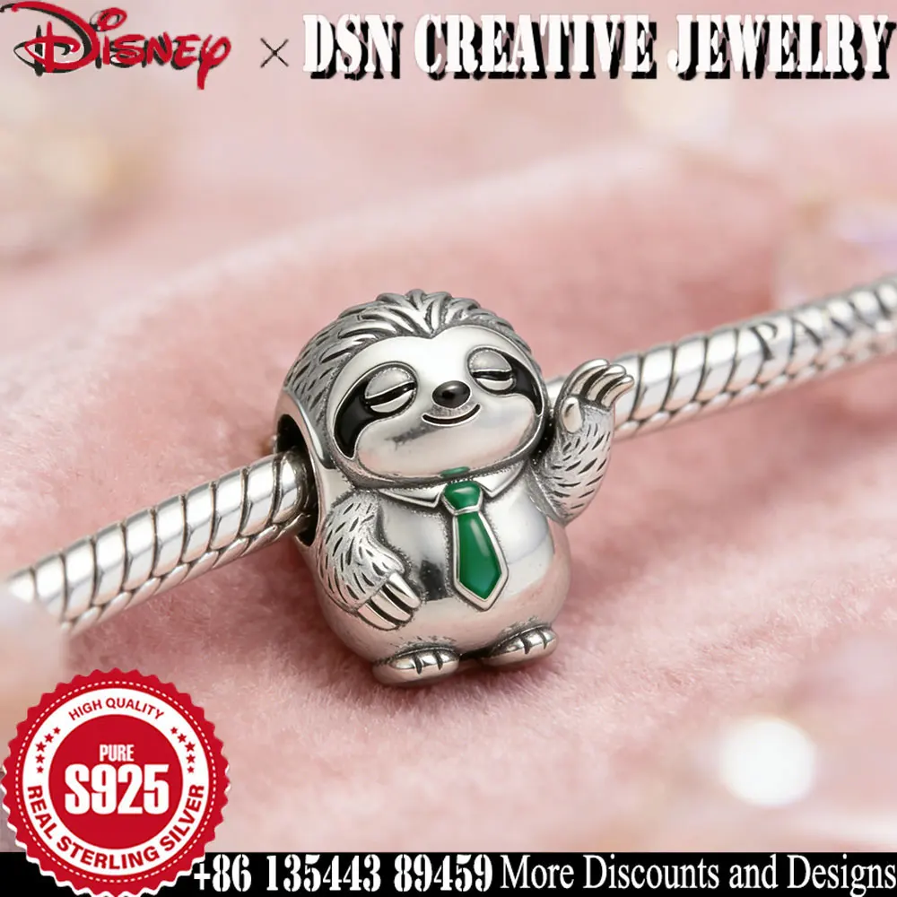 DSN 925 Fascino In Argento Disney Zootopia Flash le Bradipo perline per il braccialetto a catena del serpente cartone animato carino Fascino da donna Gioielli di lusso Regalo