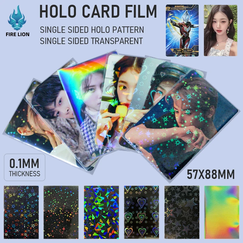 

57*88 мм, 100 шт., голографические рукава для фотокарт в форме сердца Kpop, защита для карт, ПВХ, бесплатная и кислотная защитная крышка, 100 рукавов в упаковке