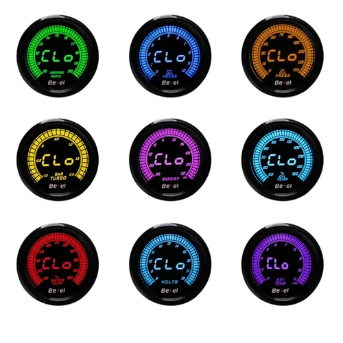 Imagen 2 del producto Tacómetro de vacío de voltios, temperatura del agua, temperatura del aceite, relación de combustible y aire EGT, medidor de presión de aceite, medidor de coche de 10 colores, 52mm