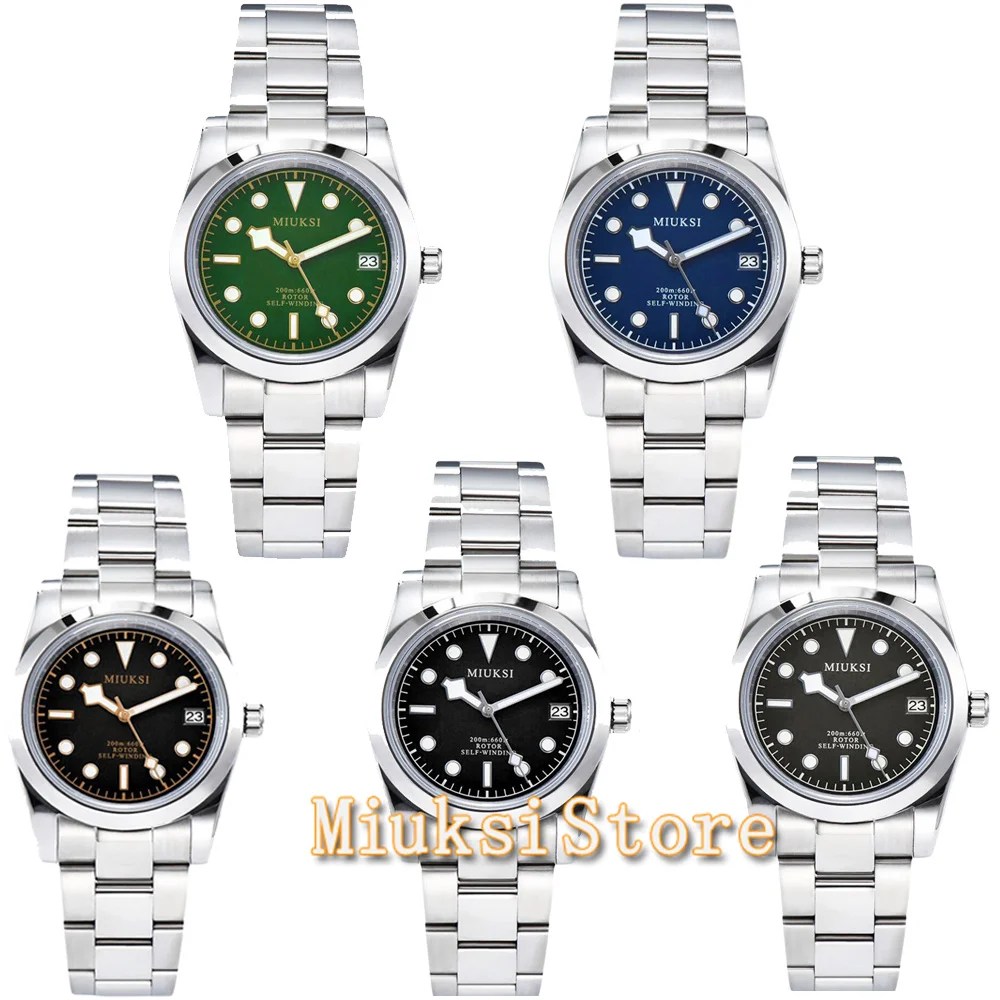 

MIUKSI 36mm/40mm Fashion Mechanical NH35 Automatic Watch For Men Sapphire Crystal Silver Stainless Steel Waterproof100 watch