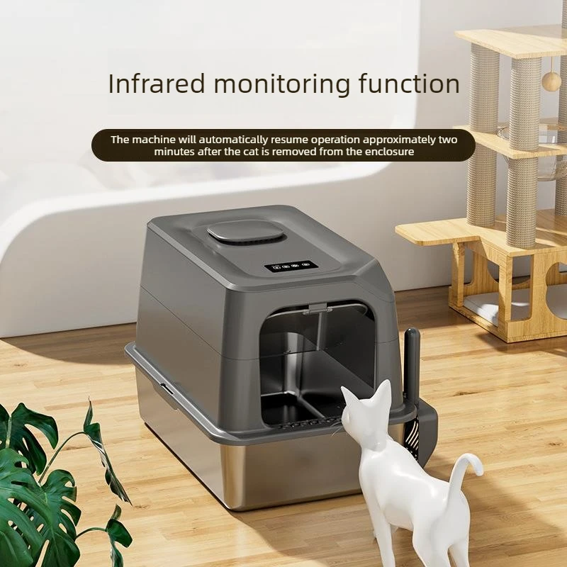 Caja de arena inoxidable para gatos cerrada desodorizante inodoro - imagen 3