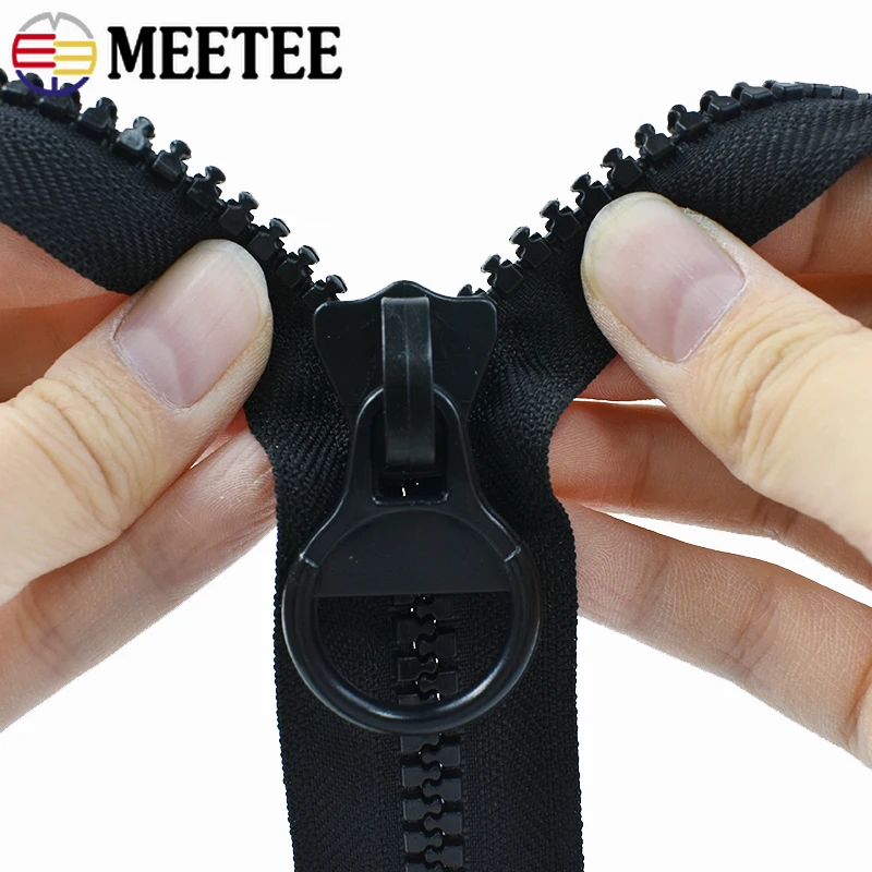 Meetee 1Pc 60-300cm 8# Resin Zipper Open-End Long Zip for Sewing Coat Tent Down Jacket Garment Zips Repair Kit DIY Accessories