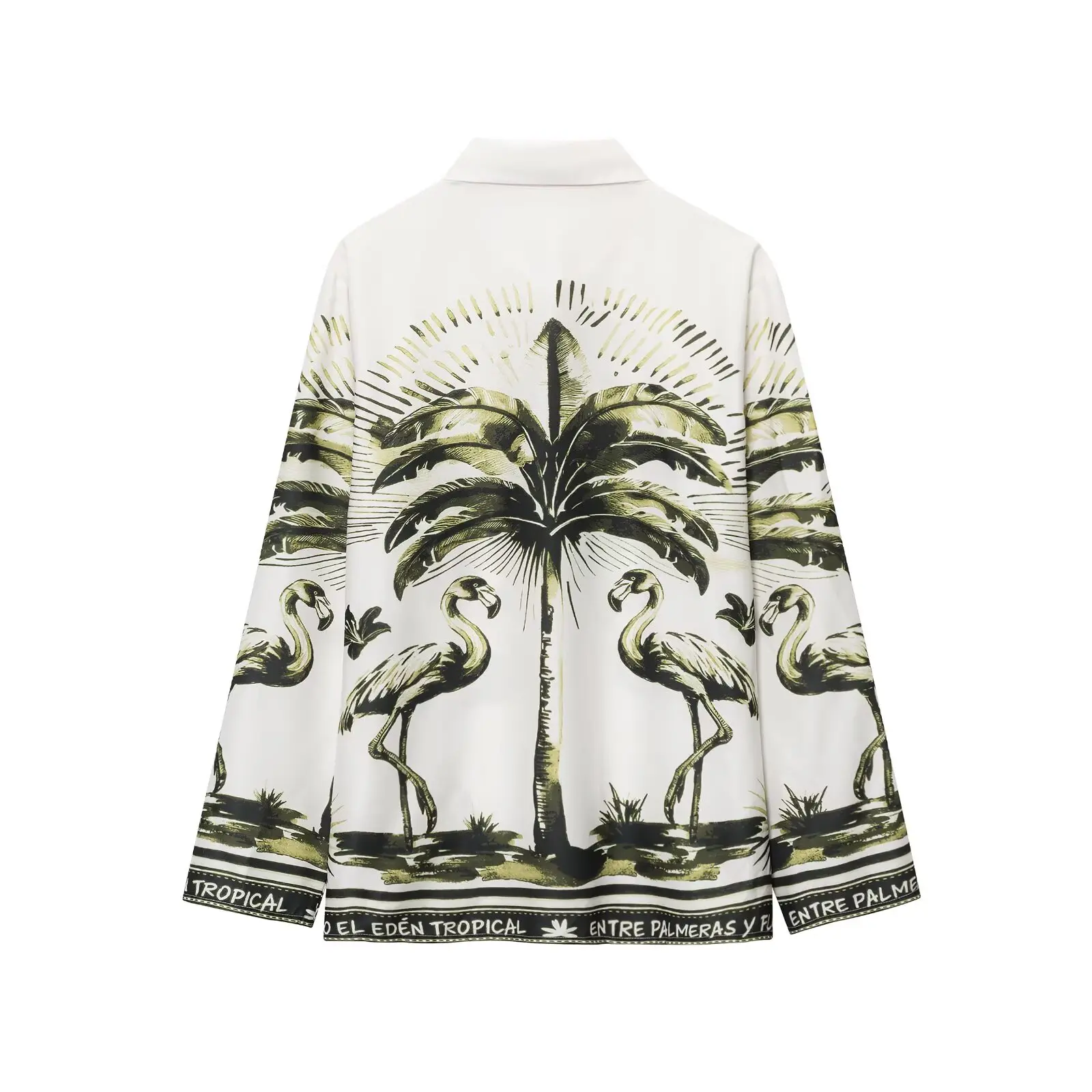 Set atasan kemeja lengan panjang bermotif bergaya kasual liburan musim panas 2025 untuk wanita + celana pendek pinggang tinggi