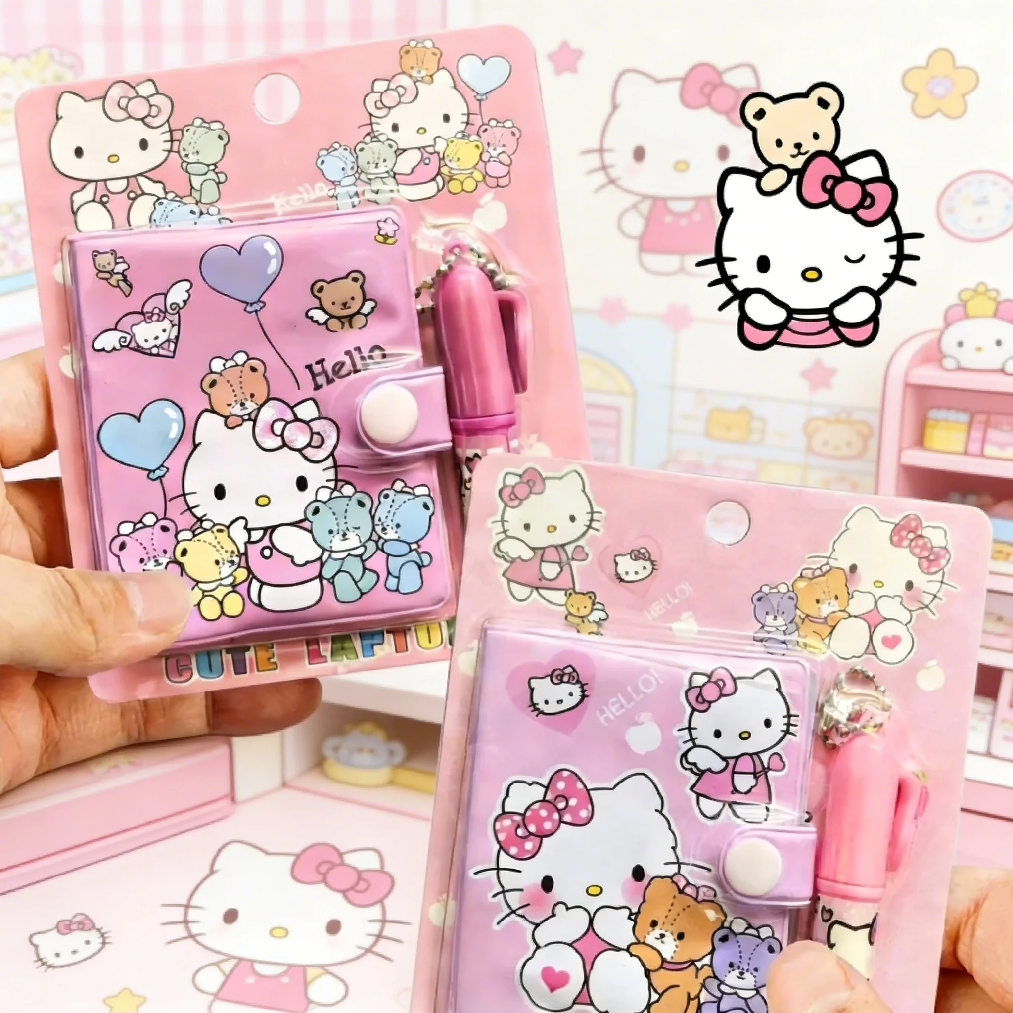 

New Sanrio kawaii cartoon anime figure creative Hello Kitty notepad mini cute pen diary student lovely portable fashion notebook