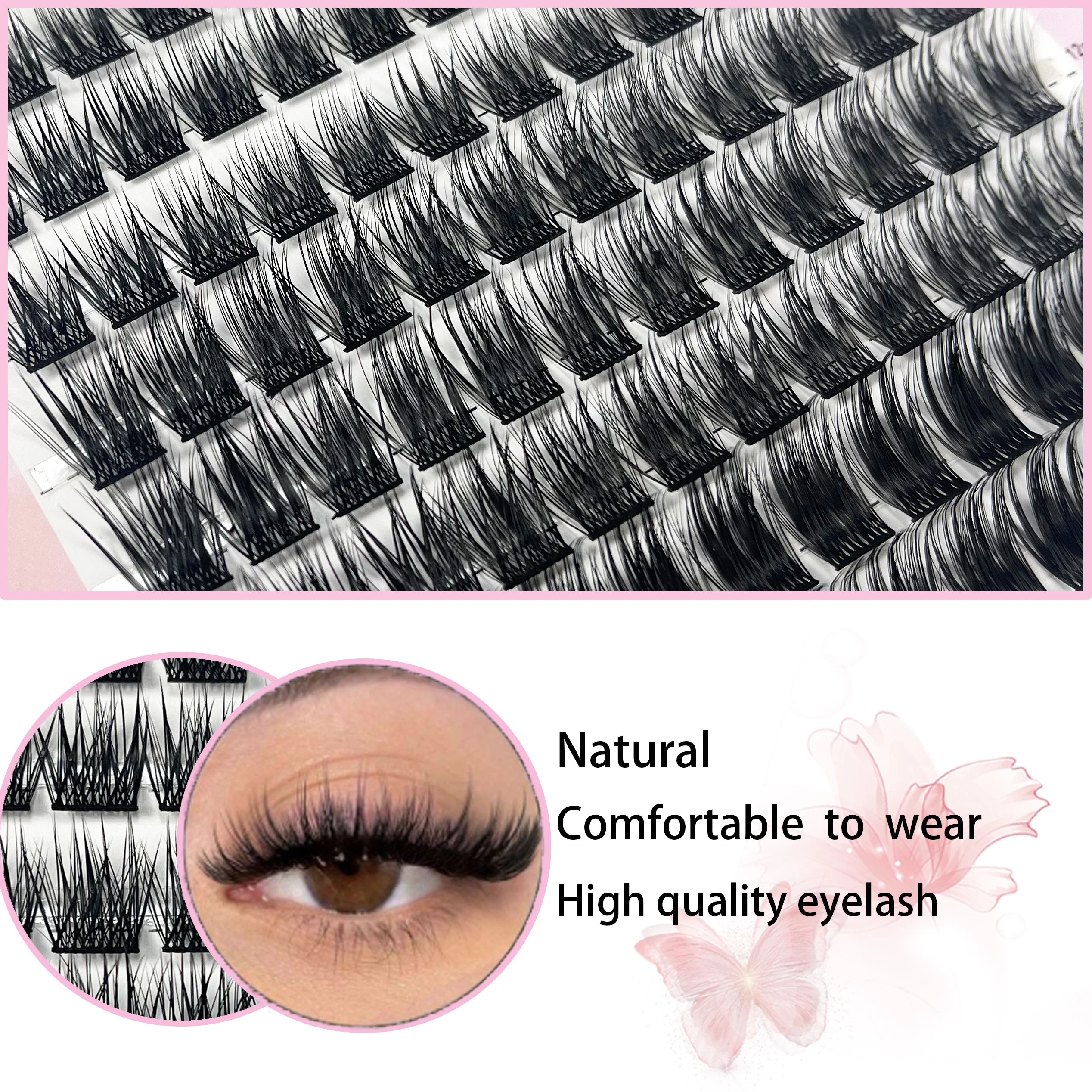 120 Cluster Individual Lashes D Curl 8-14mm Mixed Tray Natural Eyelash Extension 3D Faux Mink Eyelashes Bunches Makeup Tools