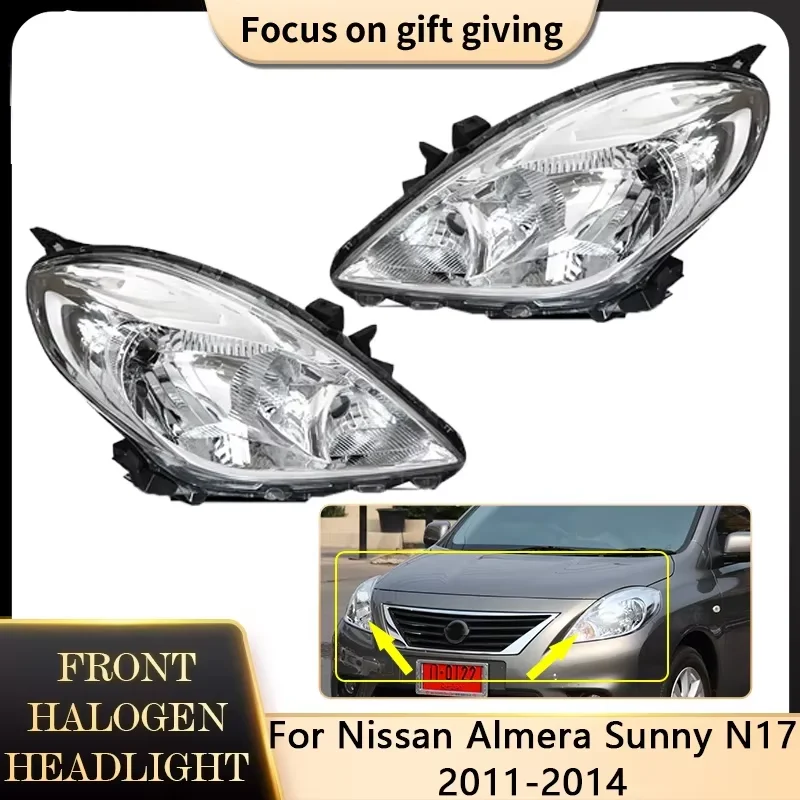 

Галогенная передняя фара в сборе для Nissan Almera Sunny N17, латио, Versa 2011, 2012, 2013, 2014, противотуманный бампер, аксессуары для ламп