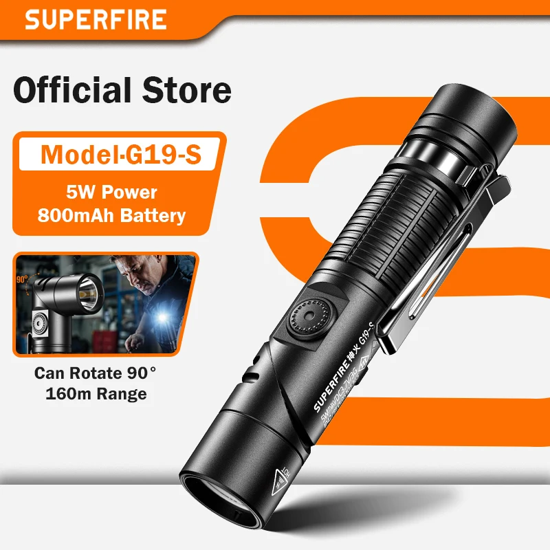 

Магнитный рабочий фонарь SUPERFIRE G19-S 90 ° Магнитный налобный фонарь USB перезаряжаемый светодиодный налобный фонарик для аварийного обслуживания на открытом воздухе