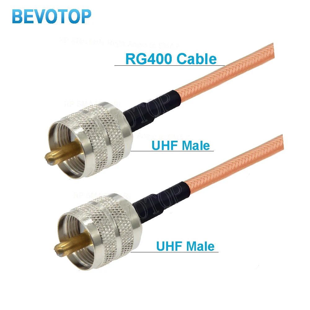 RG400 Double UHF PL259 Male to Male Crimp Connector RF Coax Jumper Cable Pigtail Wire Terminals
