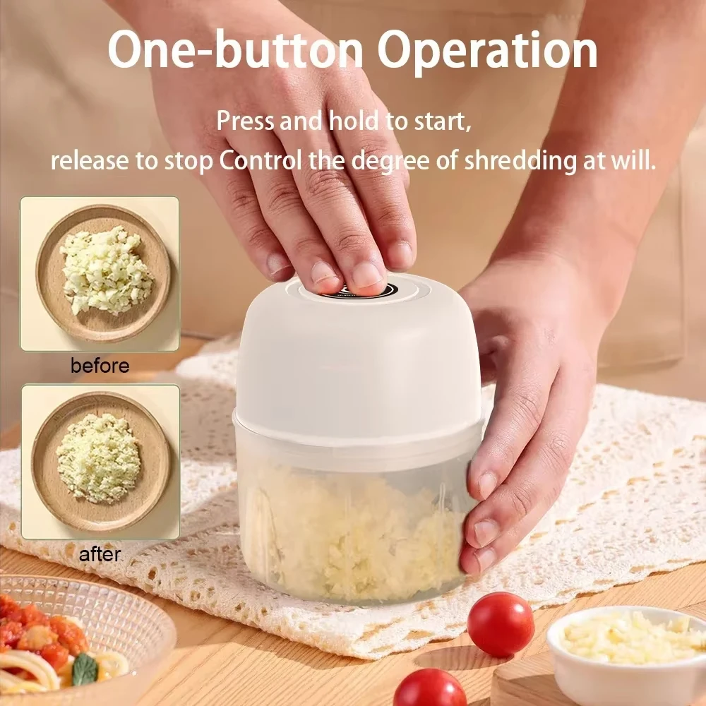 260ml Electric Mini Food Chopper Portable USB Rechargeable for Garlic Ginger Chili Minced Meat Kitchen Gadget