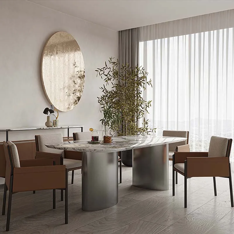 Marmor Küche Esstisch rechteckige Beine Metall italienisches Design nordischen Tisch kleine Luxus Mesas Restaurant moderne Möbel