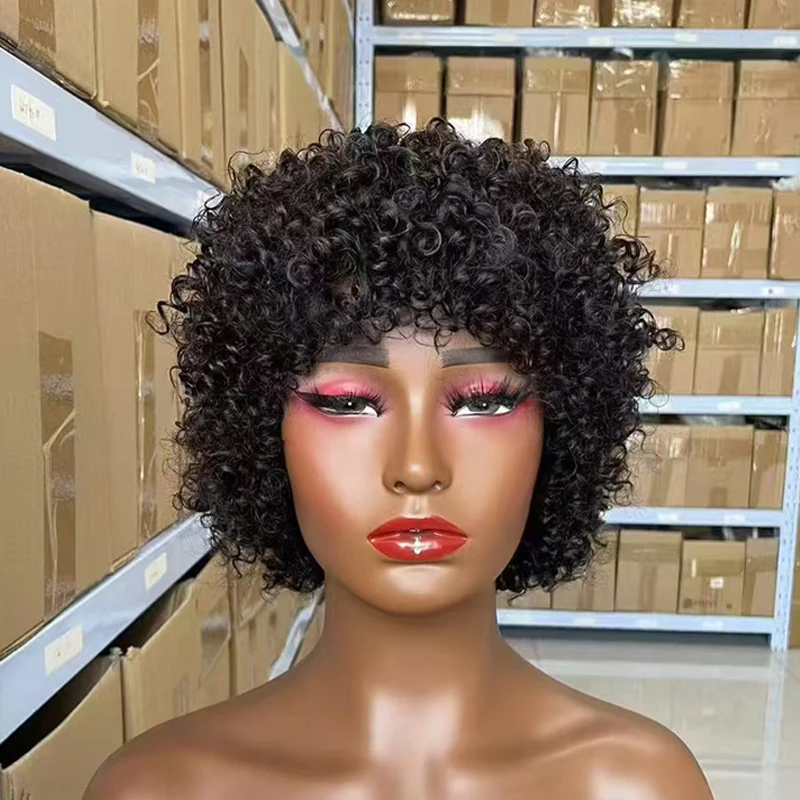 100% Human Hair Afro Kinky Curly Full Machine Explosive Head Wigs Brazilian Virgin Hair For Women High Quality Soft and Silky