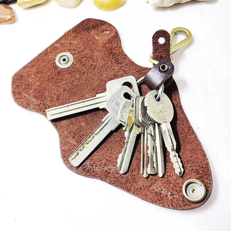 blongk Car Key Case on Waist Small Key Pouch Genuine Leather Key Organizer Key Bag Mini Car Key Holder Men Women 1608