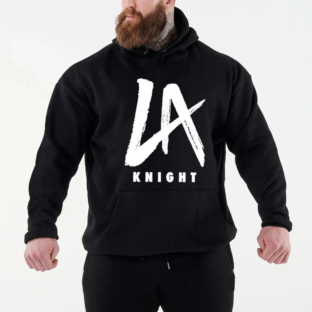 2024 Men's Fighting Fans Famous Wrestler LA Knight Black Hoodie Street Leisure Sports Pullover