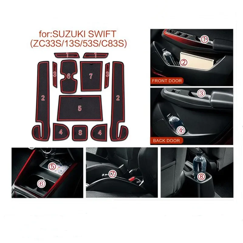 

Non-slip mat Interior door pad cup mat for suzuki swift 2018-2022 ,12pcs/lot,car styling, auto accessories