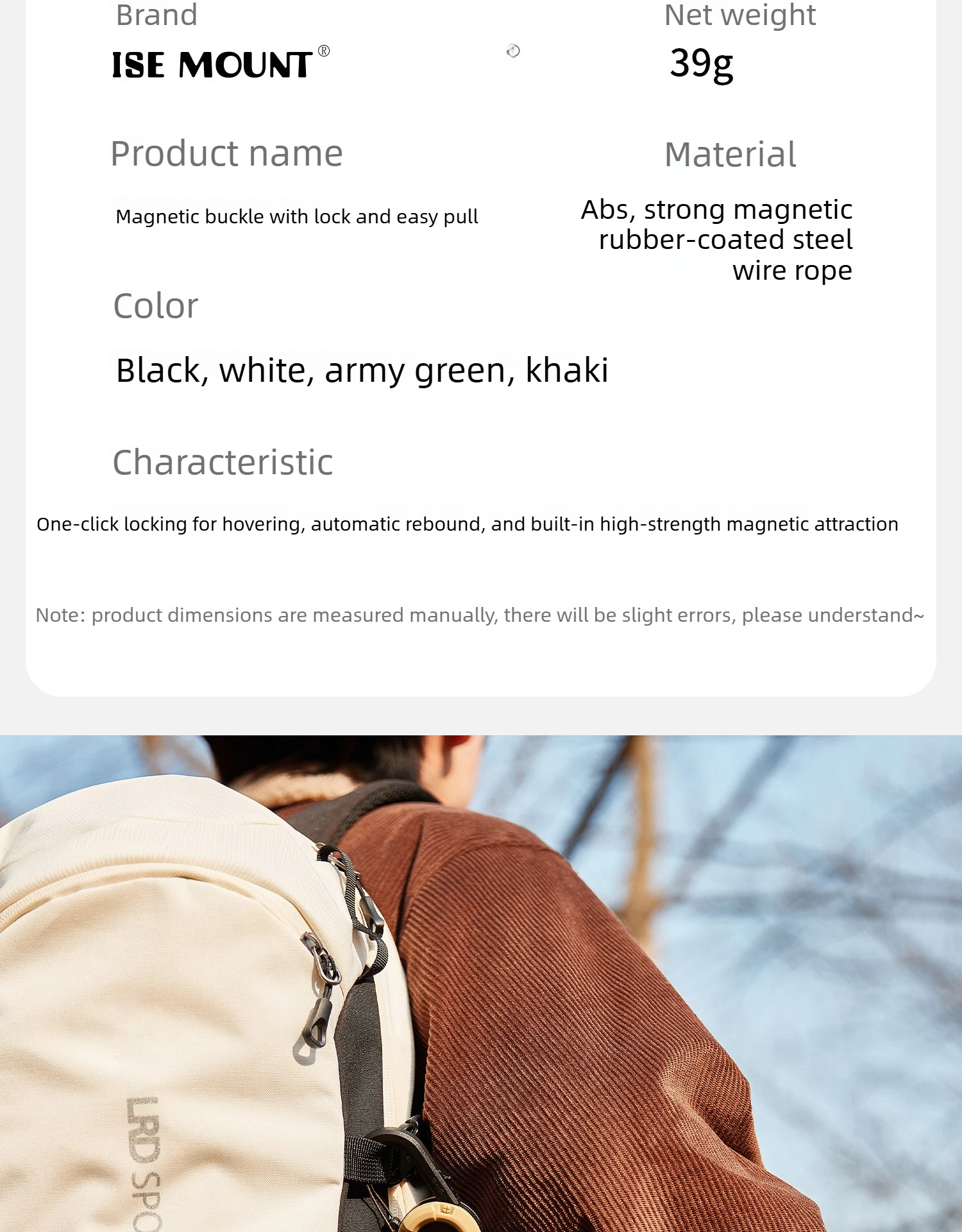 1/4 Stück ausziehbare, einziehbare Schlüsselanhänger-Ausweishalter, robust, mit magnetischem Selbstverriegelungs-Schlüsselring für Herren-Outdoortaschen – Detail 14