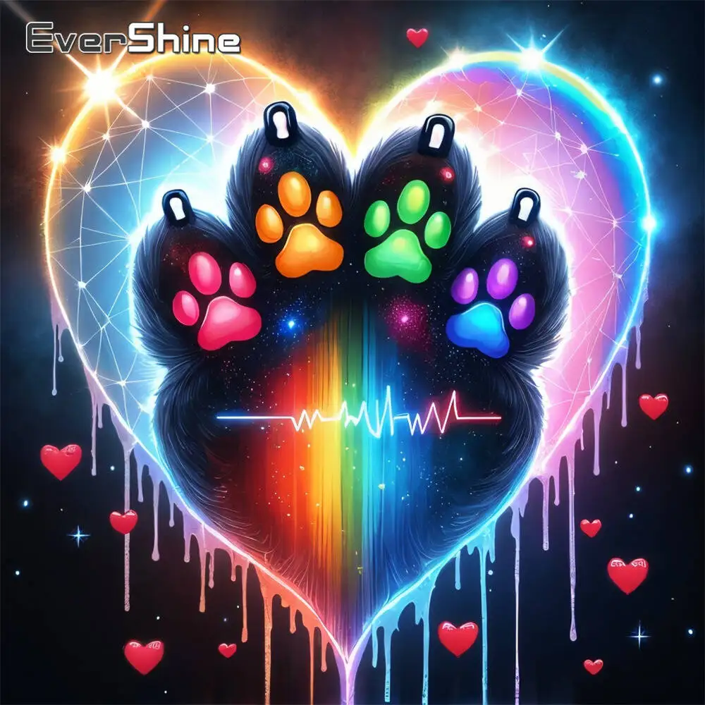 Evershine Diamant-Gemälde, Hund, Tier, Cartoon, komplett, quadratisch, rund, Diamant-Mosaik, Badezimmer, DIY-Bastelset, Heimdekoration
