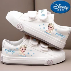 Disney Frozen Elsa Anna Canvas Shoes Kids White Shoes Girls Casual Sneakers Cartoon Olaf Tennis Shoes Basket Shoes Size 23-36