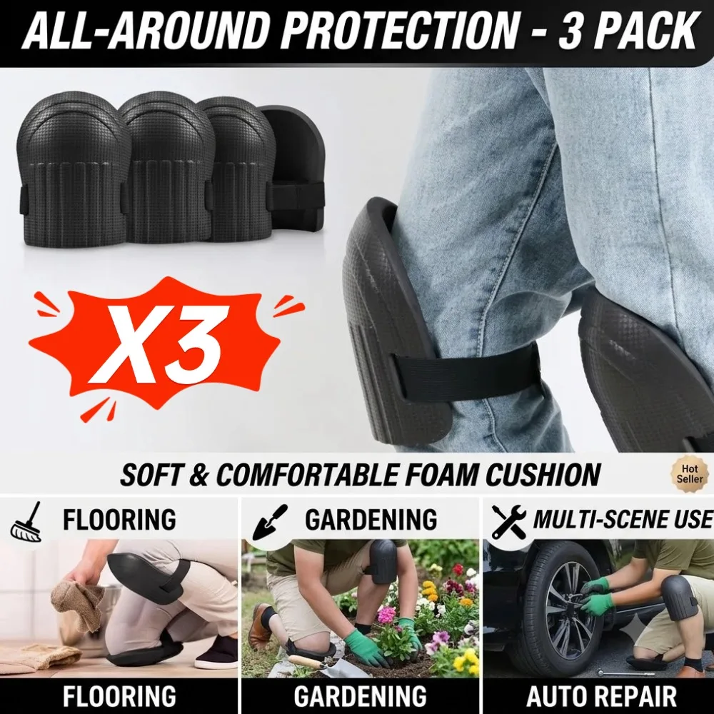 3pairs EVA Foam Knee Pad Protective Working Soft Padding Knee Protection Pad Tile Mud Workers Knee Safety Self Protection Pad