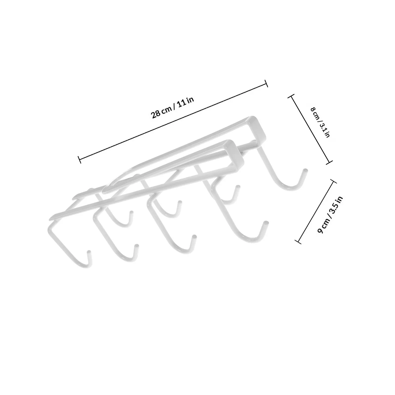 Nail Free 8 Hook Double Row Hanger U Shape Clapboard to 37Mm Interlayer Space Saving Multifunction Hook for Cups Towels