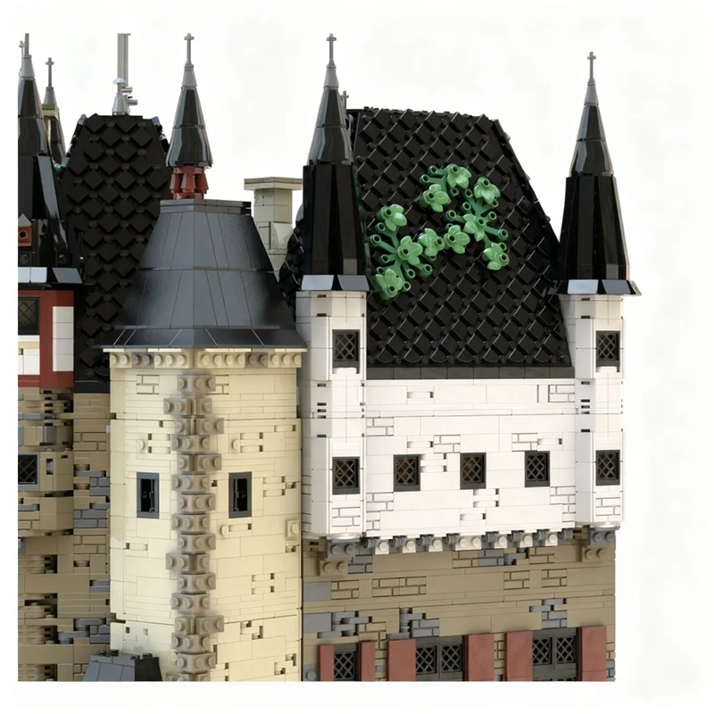 693pcs MOC Castle The Royal Apartments - The Red Falcons' Mountain Fortress Model Building Blocks Christmas Gift Toy Display