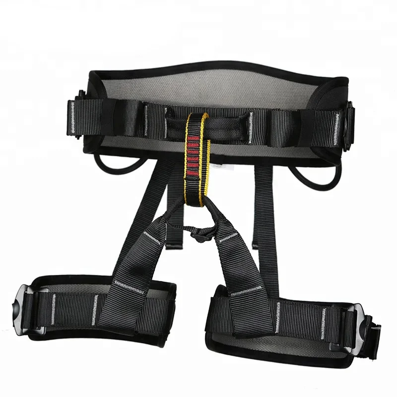 Black Half Body Safety Harness Set With Belt For Rock Climbing