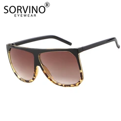 SORVINO Square Sunglasses Women 2024 Vintage Brand Oversized Flat Top Sun Glasses leopard Gradient Female Glasses Oculos UV400