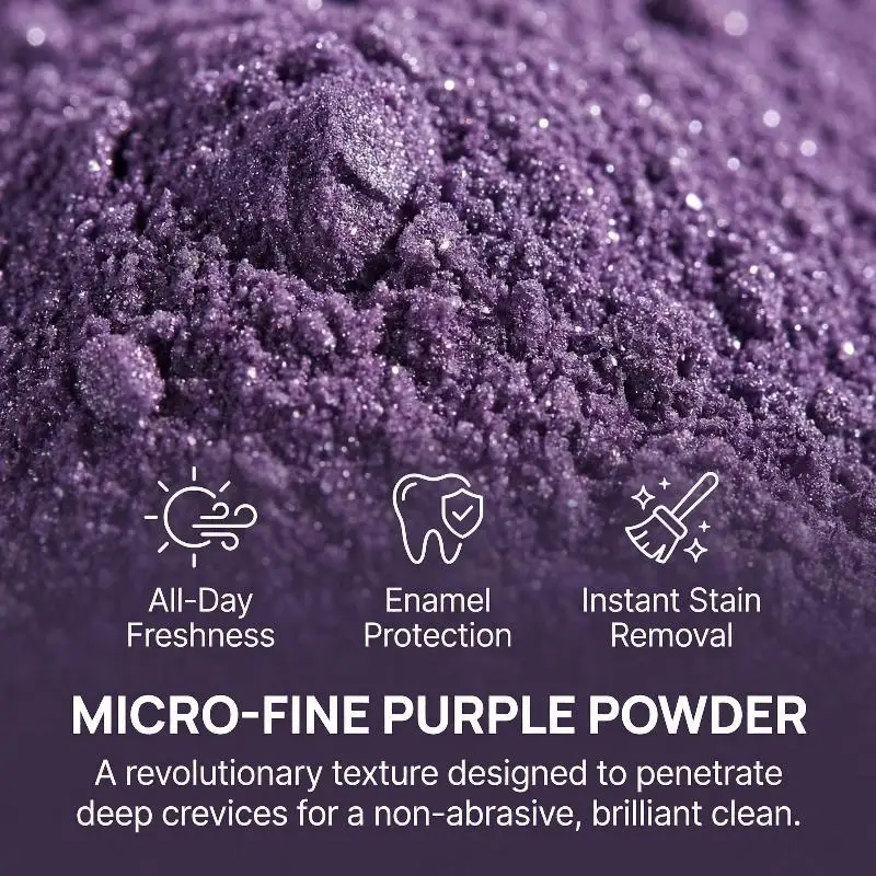 ORALHOE Multi-Action Purple Powder: Removes Stains, Cleans Tartar & Freshens Breath for Comprehensive Oral Hygiene