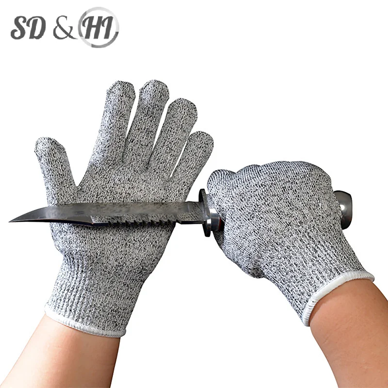 Grade 5 Cut Resistant Gloves Kitchen HPPE Scratch Resistant Glass Cutting Safety Protection Gloves For Chefs Gardeners