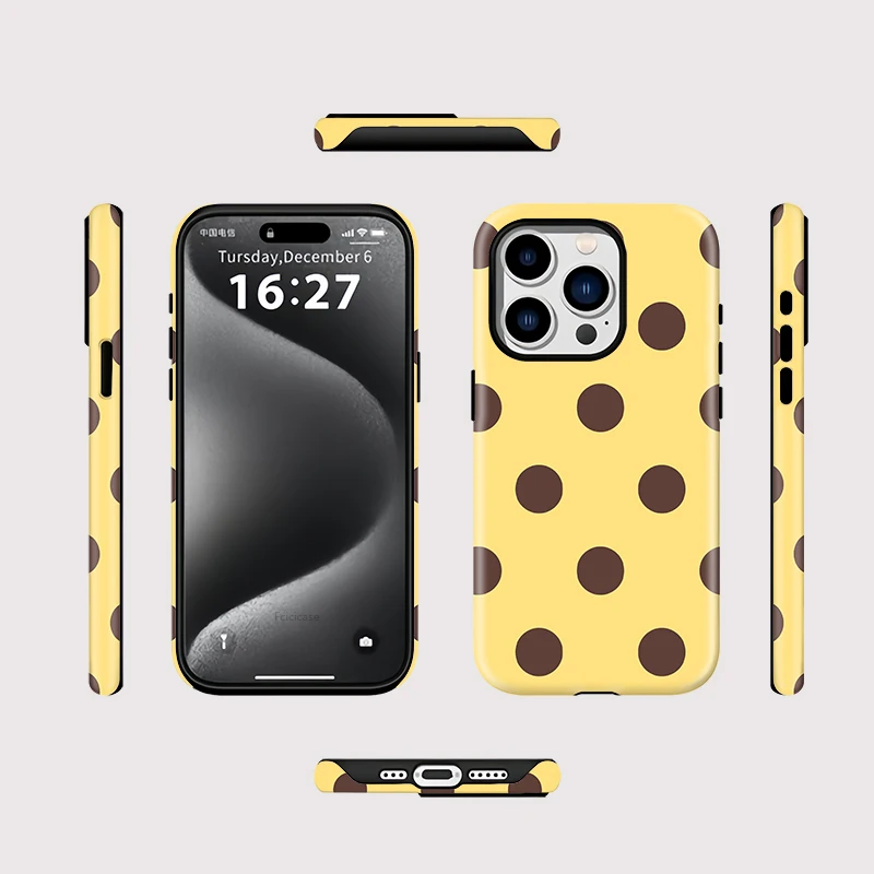 Fcicicase Simple Polka Dot Phone Case For Iphone 18 17 16 Pro Max 15 14 13 12 Plus 11 For Magsafe PC +TPU Protective Cover Coque