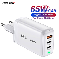 USLION 65W GaN USB Type C Charger for Laptop Macbook QC PD 3.0 Fast Charge Phone Adapter for Samsung iPhone 14 13 Pro POCO F4 X4