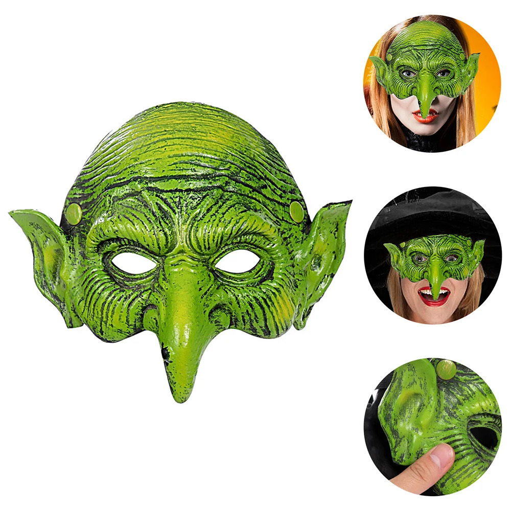 

Witch Mask Half Face Green Halloween Aldult Festival Prank Pu Foam Spoof Masks Funny