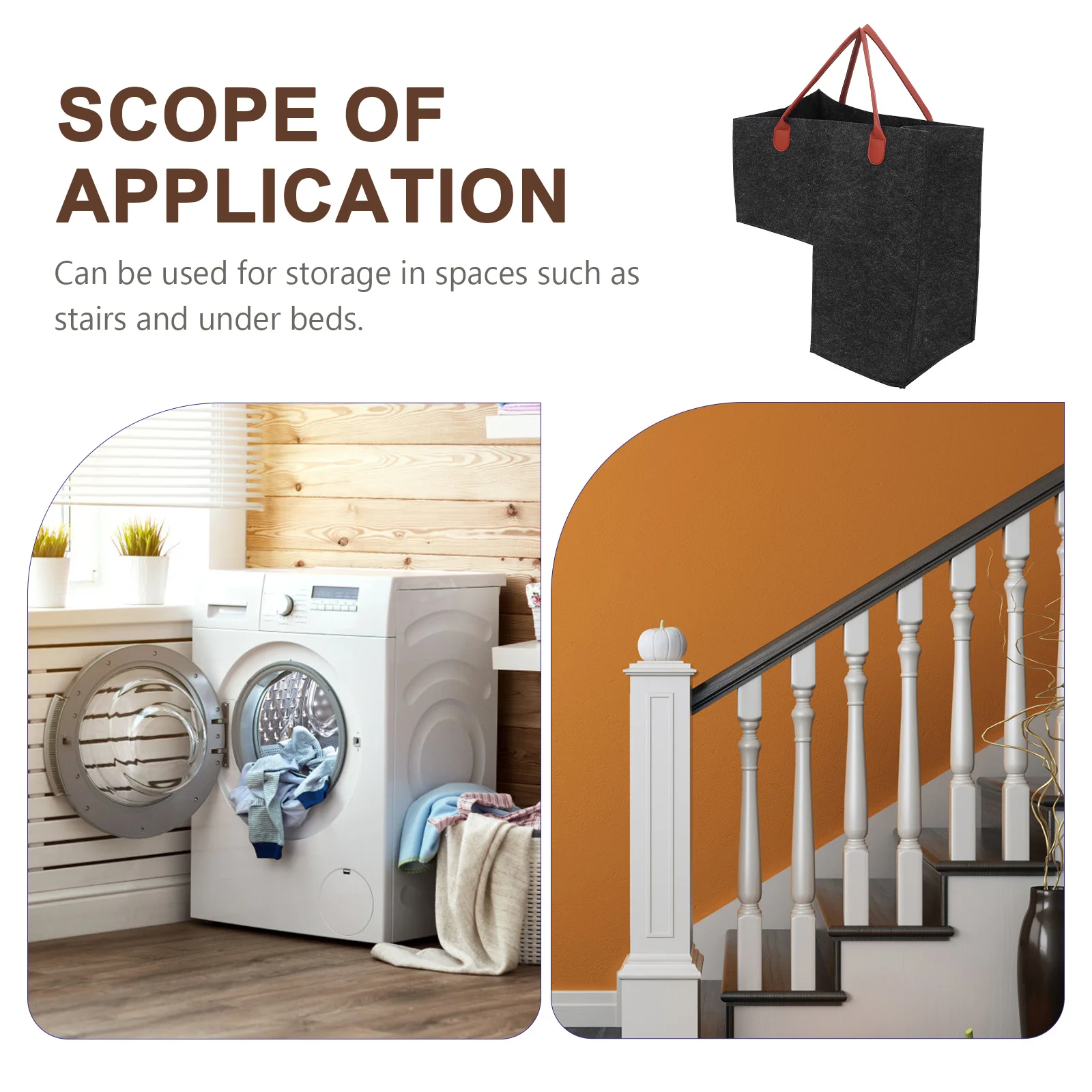 

Stair Basket Organizer L-Shaped Large Storage Laundry Pouch for Household Sundries Clothes Socks Books Storage Case