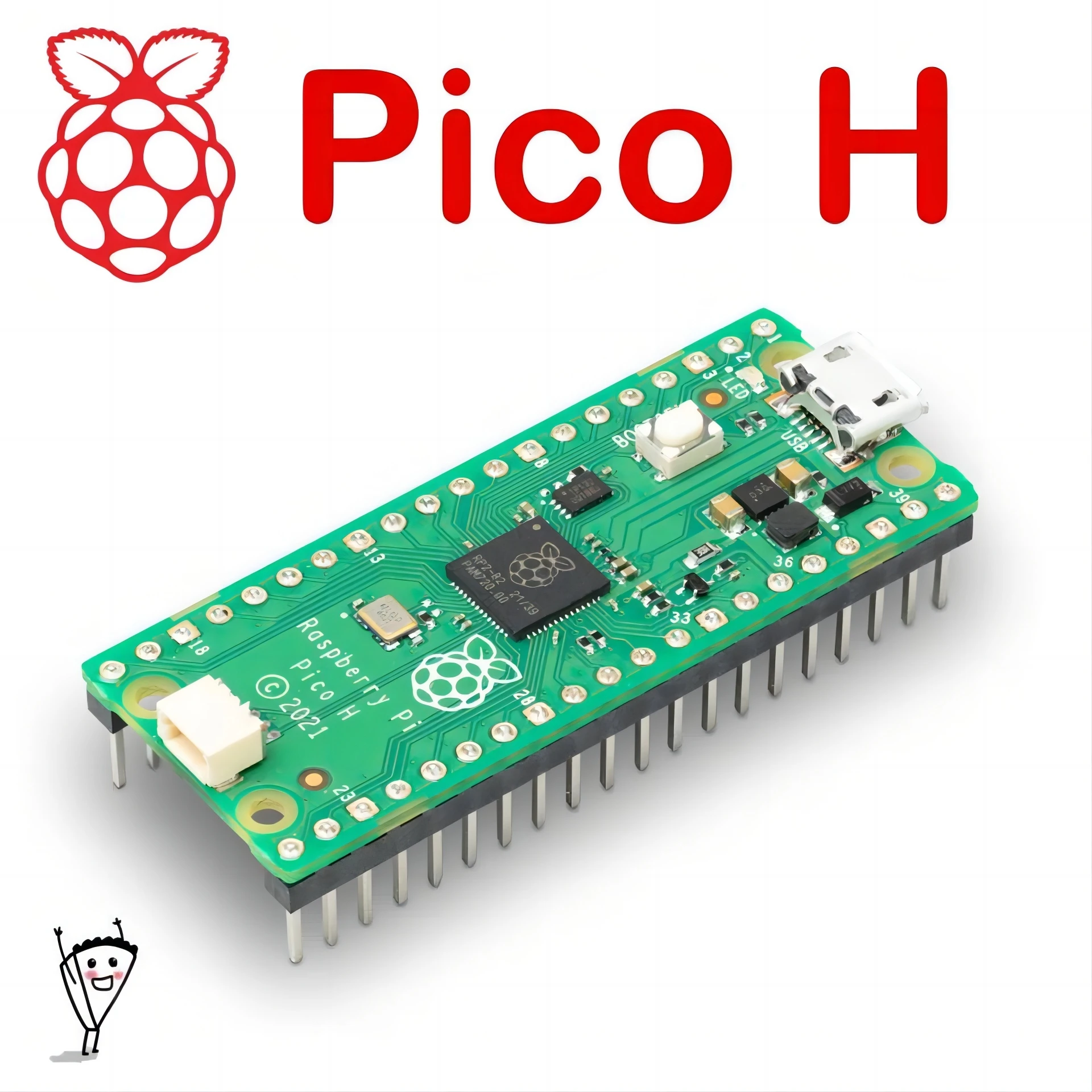 RASPBERRY-PI RASPBERRY PI PICO H Raspberry Pi Board, Raspberry Pi Pico H, RP2040, 32bit, ARM Cortex-M0+