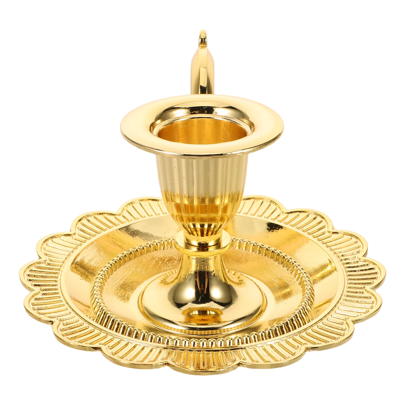 

1pcs Vintage Metal Tray Retro Candlestick Holder Gold Flower Plate Dinner Table Centerpiece Decorative Tray For