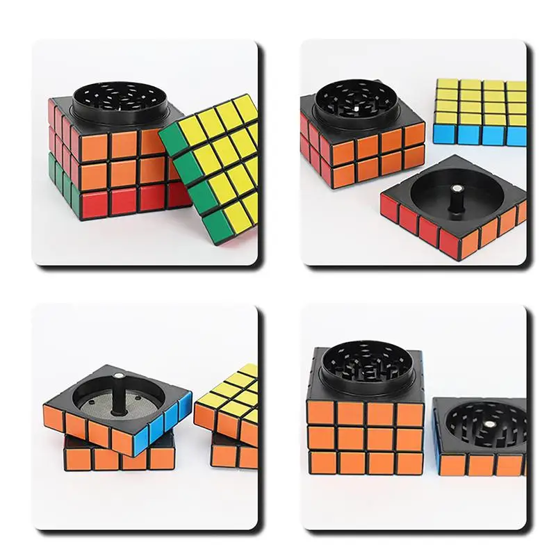 4-layer Rubik's Cube Vanilla Grinding Machine Color Cube Fragrance Grinding Machine Sharp Grinding Teeth Magnetic Cover Portable