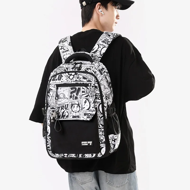 2025 New Waterproof Man Backpack Fit 15.6inch Laptop Graffiti printing Backpack Women Oxford Travel Male Bag Vintage School Bag view 4