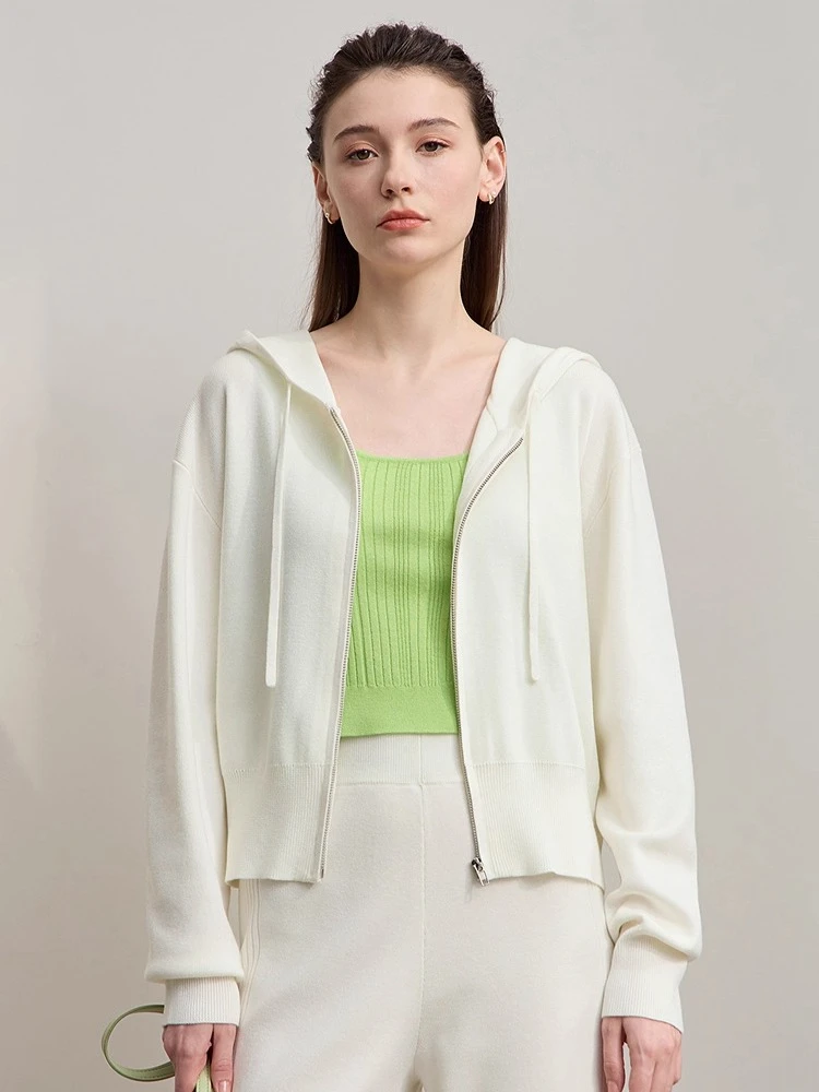 

AMII Hooded Cardigan For Women 2025 Autumn New Minimalist Loose Cardigans Lady Long-sleeved Zipper Versatile Tops Ladies12543215