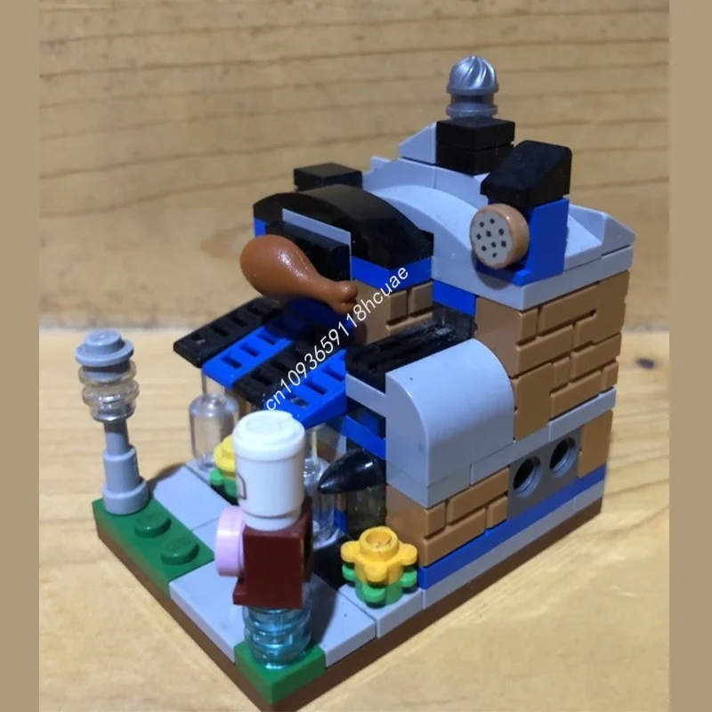 

128 шт. MOC Br Ahoober, модель ресторана быстрого питания, строительные игрушечные блоки, рождественские подарки, архитектура, сборка, сделай сам, детский день рождения