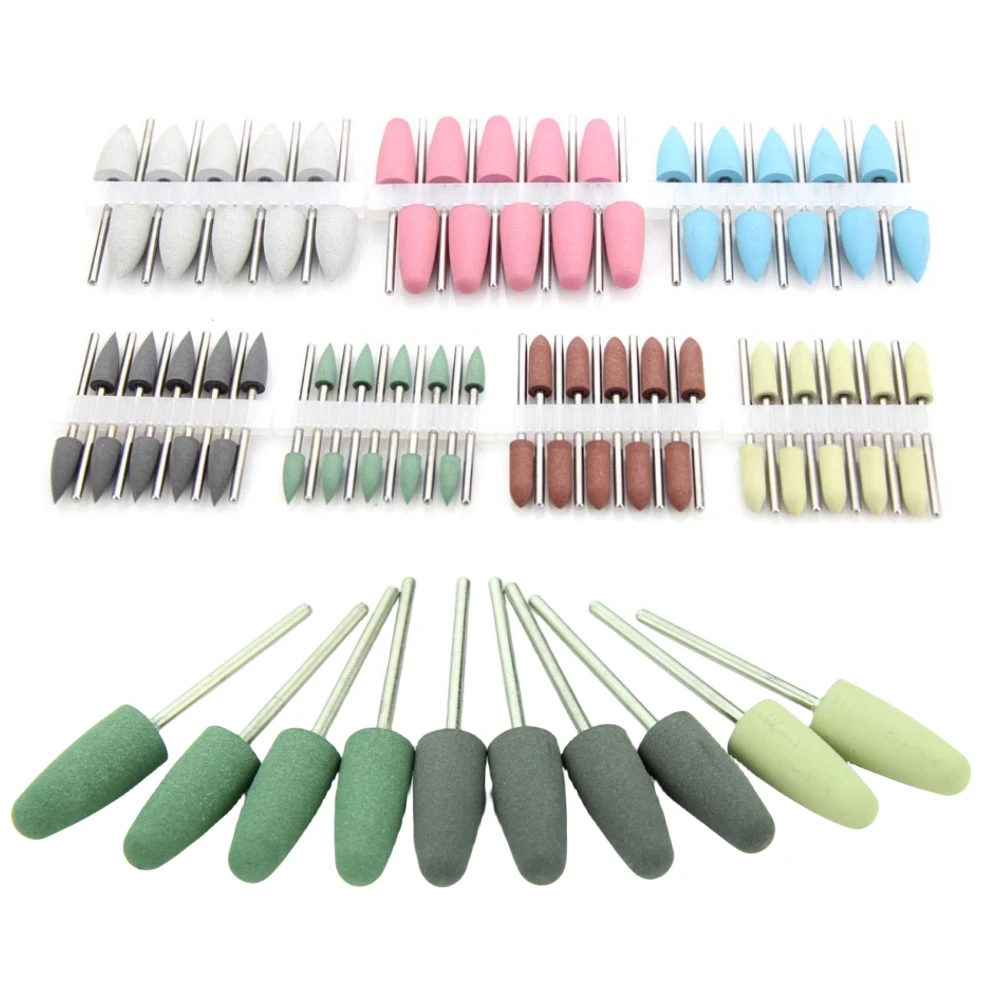 100 Pieces 2.35mm Dental Silicone Rubber Polishers Burs For Composites Resins Porcelain Dental Polishing Drill Bit