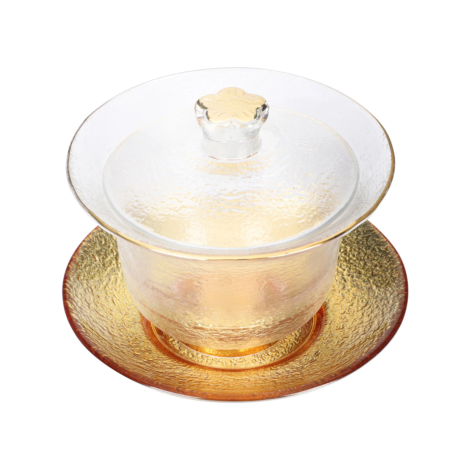 

1Set Descriptions Jin Sancai Crystal Glass Tureen Tea Cup Creative Design Tea Making Bowl for Home Office Restaurant