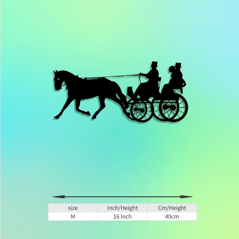 CIFBUY Metal Wall Art Horse Carriage Iron Sculpture Rustproof Waterproof Retro Decor For Living Room Ornament