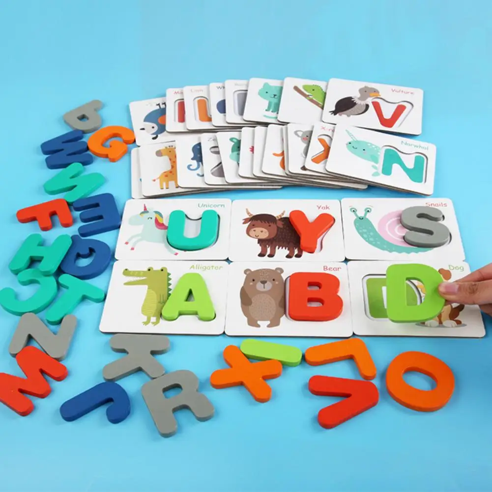 Early Learning Cards Number Pairing Game Vivid Color Cognition Spelling Number Words Cards Wood Puzzle Toys Kindergarten Toy